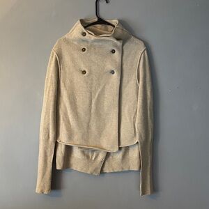 AllSaints Cream Lambswool Cashmere Blend Double Breasted Sweater Jacket Size 14